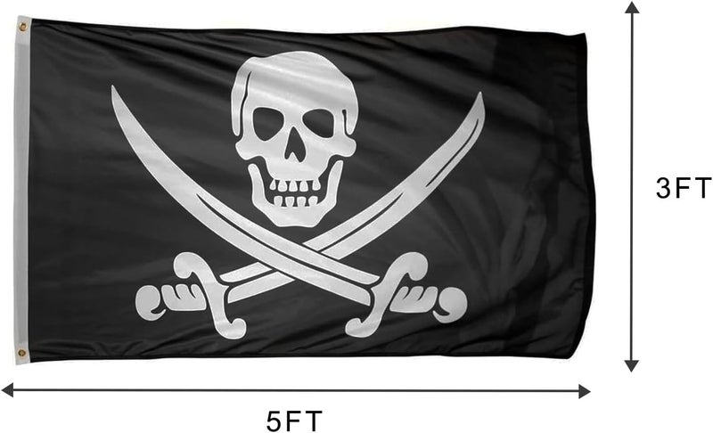 Time Roaming 3x5 Ft Pirate Jack Rackham Polyester Flag with Brass Grommets - Image 2